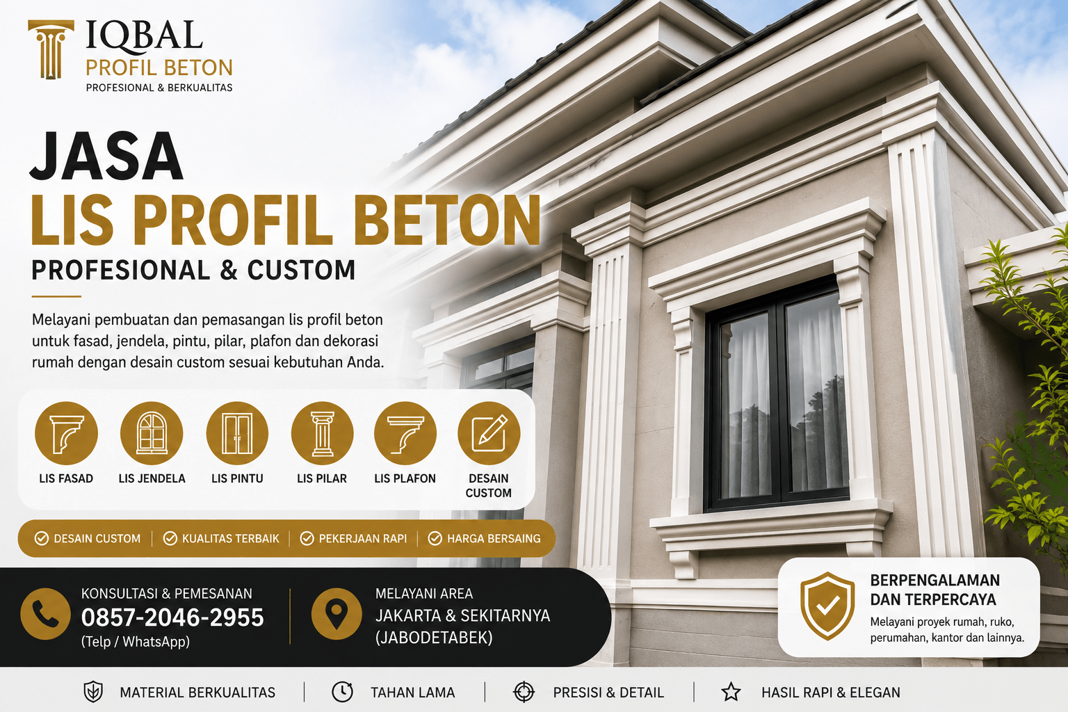 Jasa lis profil beton profesional untuk rumah klasik dan modern